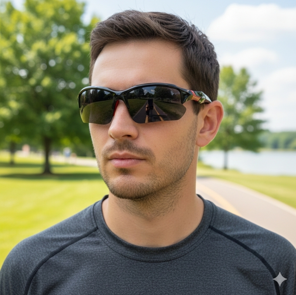 Men's NWOT Black/Red Square Sunglasses Goggles Shades Windproof